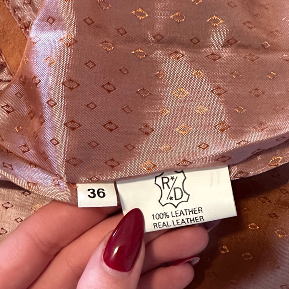 Embroidered Leather Brown Women's Jacket - Picture 6 of 7